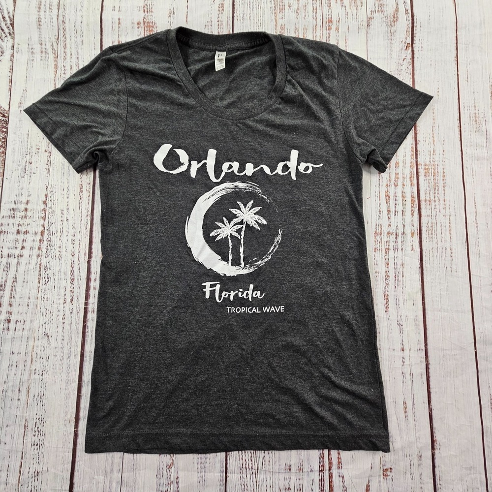 Orlando FL Tropical Wave Gray Short Sleeve Cotton Blend T-Shirt Women's 2XL